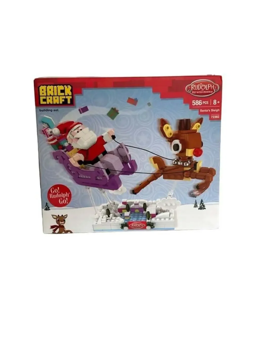 Brickcraft Rudolph the Red-Nosed Reindeer Santa's Sleigh 586pcs Building Set